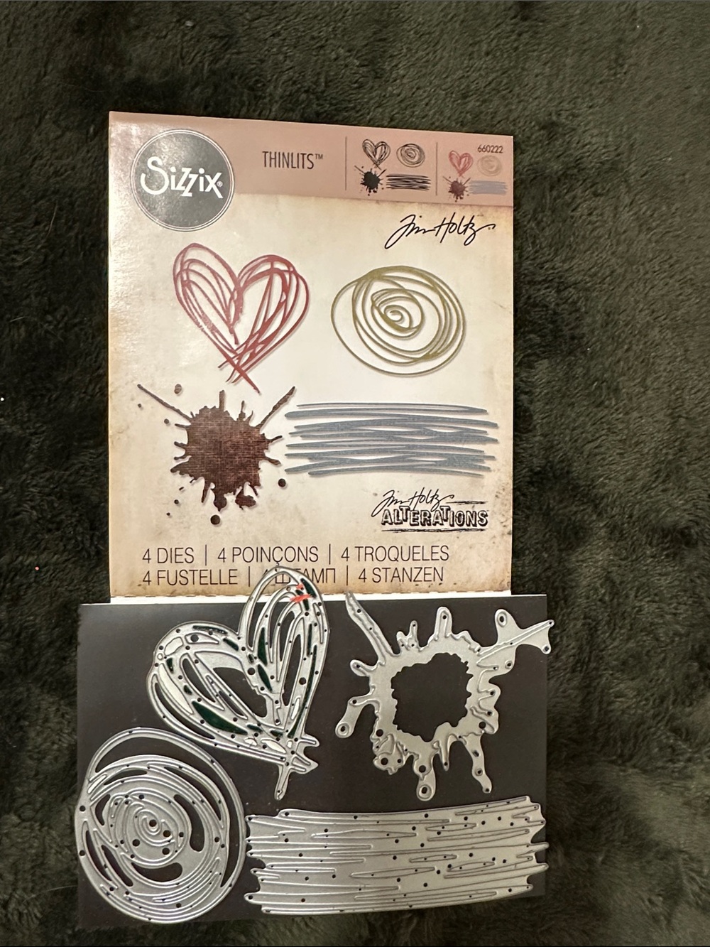 Sizzix Thinlits Die Set in Silver – Heart, Swirl, Splat, Lines